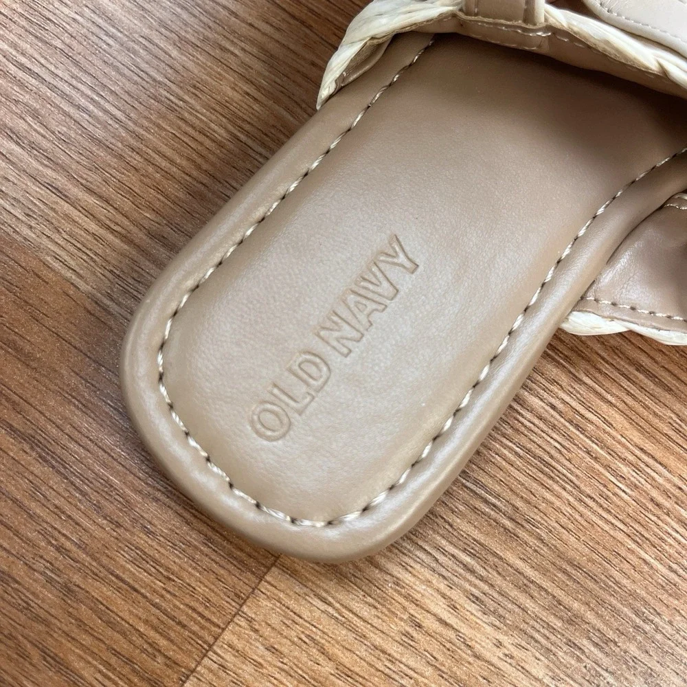 Old‎ Navy Raffia Double Strap Girls Sandals in Natural Kids Size 13 NEW